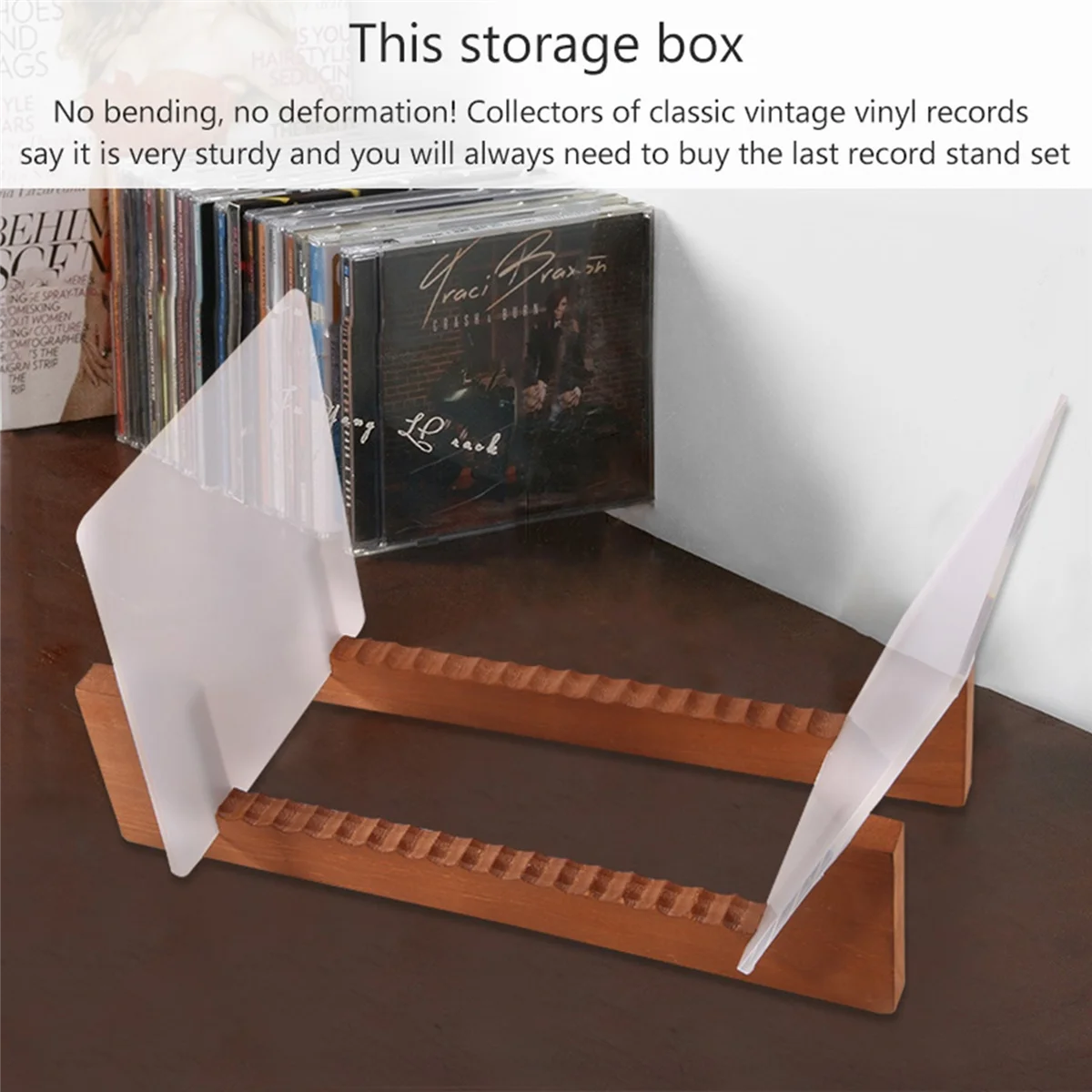 

Vinyl Record Storage Holder - Acrylic Ends - Display Your Singles and LPs in This Modern Portable Rack Unit