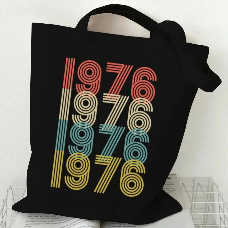 

Vintage 1976 Designer Bags Tote Bag Retro Tote Bags Birthday Shoulder Bags 1970~1979 Large Capacity Shopping Bag