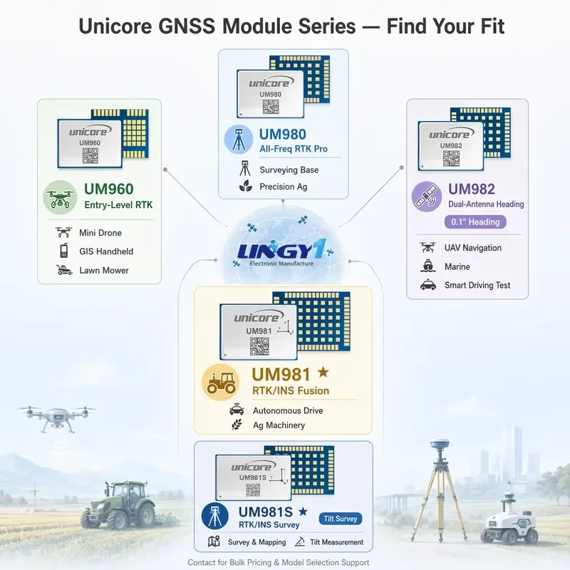 RTK Module Series UM980 UM981 UM981S UM960 UM982 High Precision Positioning and Heading INS Tilt IMU RTK LGA Module