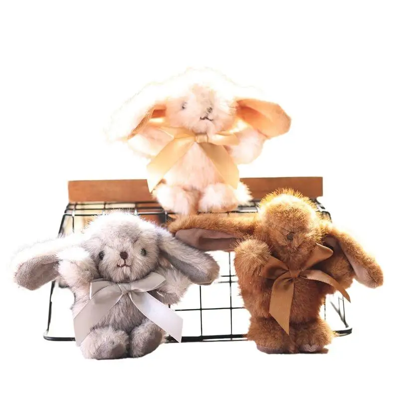 1Pc Cute Love Pompom Rabbit Stuffed Trinket Keychain Keyring Girl Bag Car Phone Pendant Gift