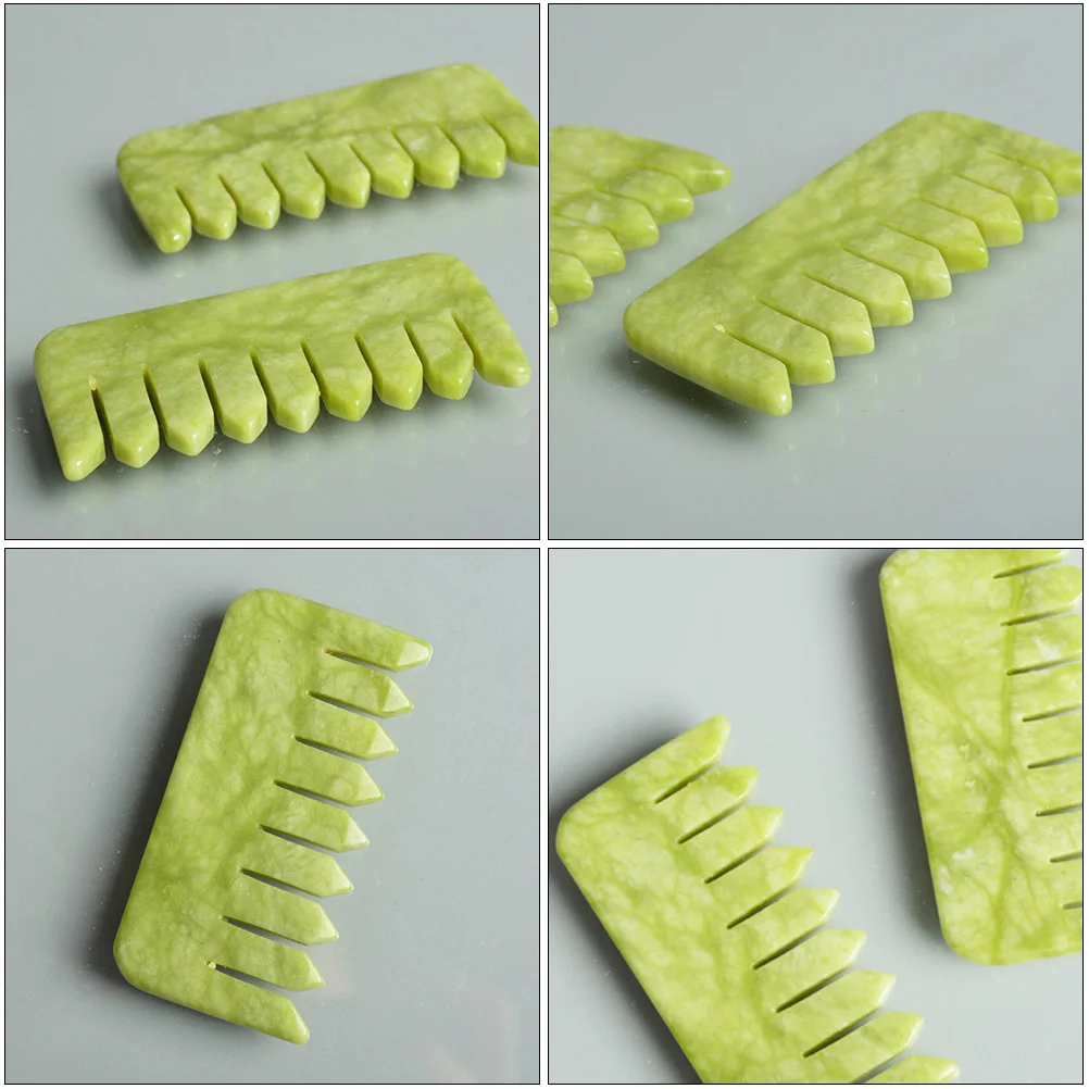 

2pcs Jade Head Massage Comb Premium Natural Tighten up Hair Brush Scalp Tools Portable Therapy Man Relaxation Gua