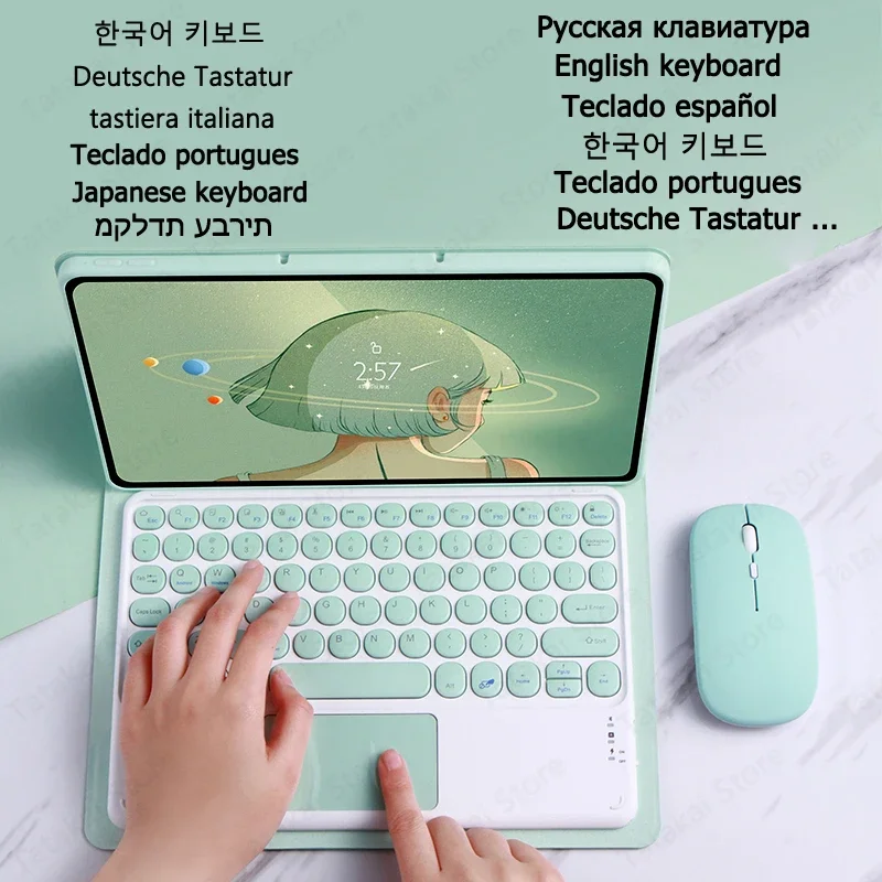 Keyboard for Redmi Pad SE Case 11'' 2023 Trackpad Keyboard for Redmi Pad SE Keyboard Case Russian Spanish German Italian