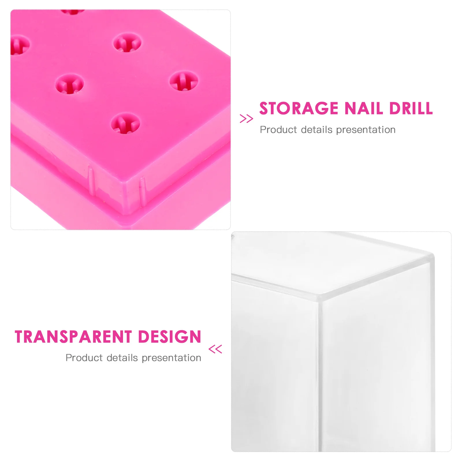 

2pcs Nail Drill Bit Holder Transparent Storage Box For Nail Salon Home Practice Diy Plastic Organizer Stand Case Display Rack