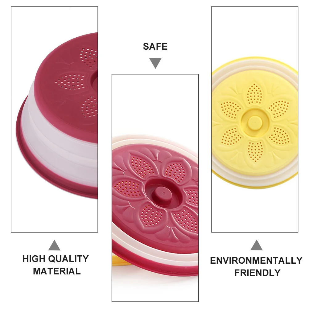 

2Pcs Anti-Splashing Microwave Cover Foldable with Drain Holes Multi Purpose Food Preservation Lid for Kitchen