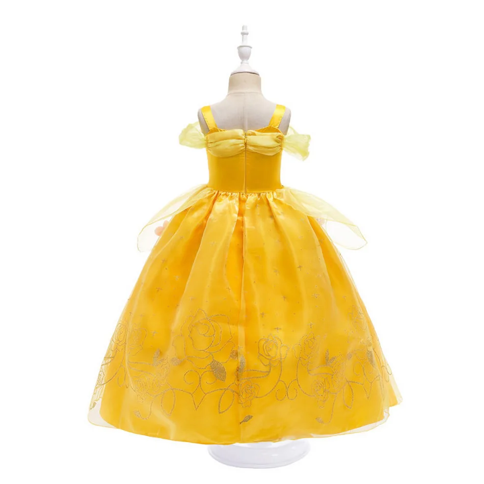 Kids Birthday Layered Ball Gown Children Belle Performance Bowknot Sequined Decoration Vestidos Carnival Fancy Cosplay Dress