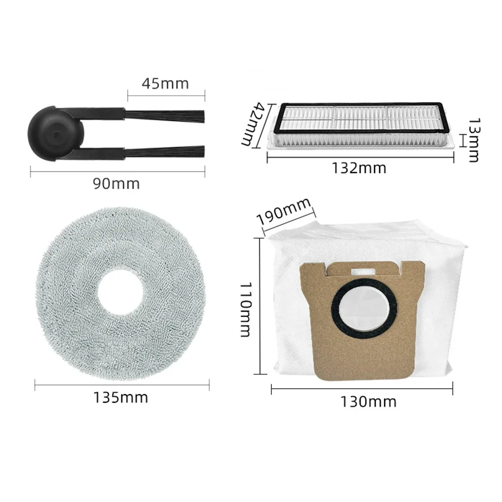 For Mijia M40S OV31CN Filter Mop Cloth Dust Bag Side Brush Kit Vacuum Cleaner Parts Consumables Maintain Clean Hygienic Floor
