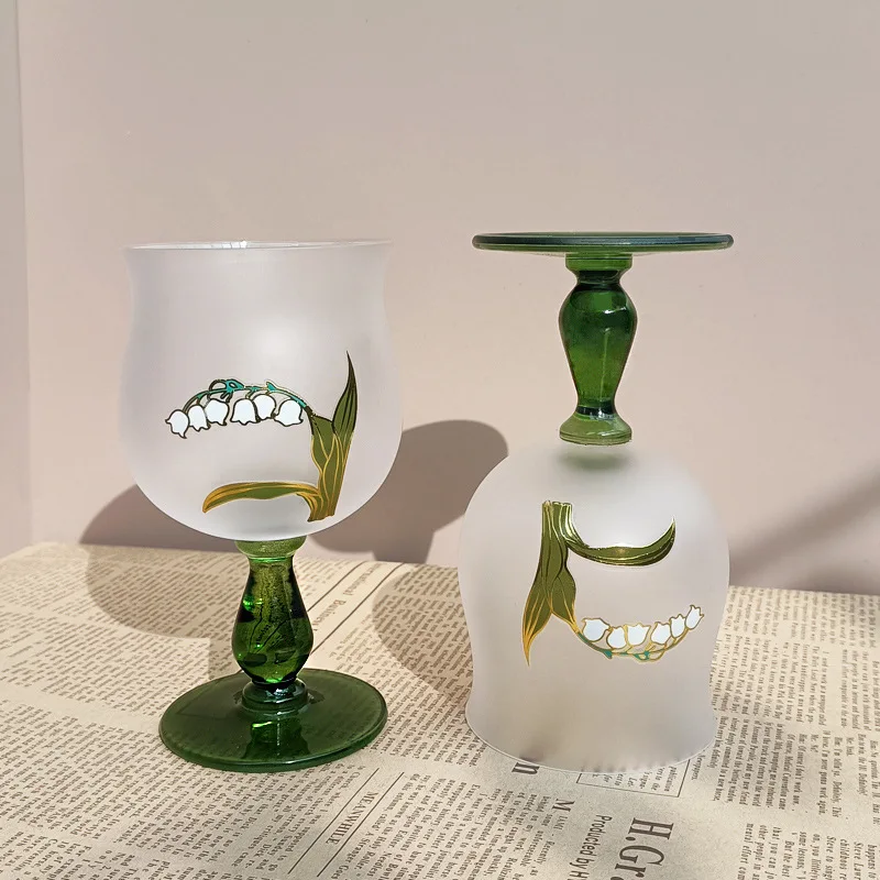 

Linglan Flower Crystal Glass Cup,Vintage Tall Cup,Creative Couple Coffee Cups,Bar Party Accessories Wine Glasses, Cocktail Glass