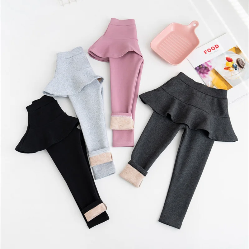 Girls Spring Autumn Skirt Pants Kids Daily Hundred Catching Wool Warm Trousers Girls' Bottoming Pants Children Casual Clothing