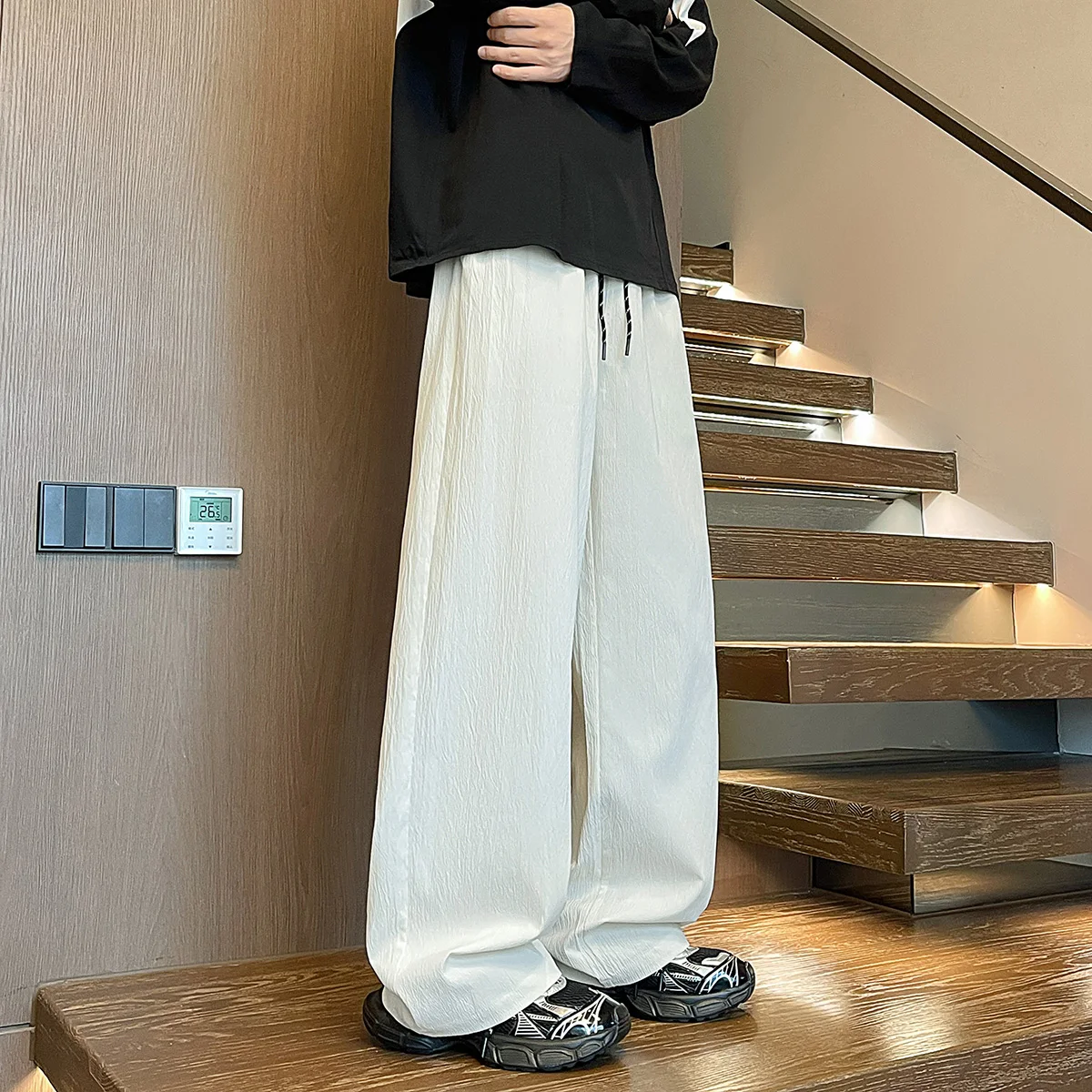 

Men Casual Pants Straight Leg Elastic Waist Outdoor Sports Trousers New Stretch Comfort Fabric Relaxed Fit Mens Long Pants