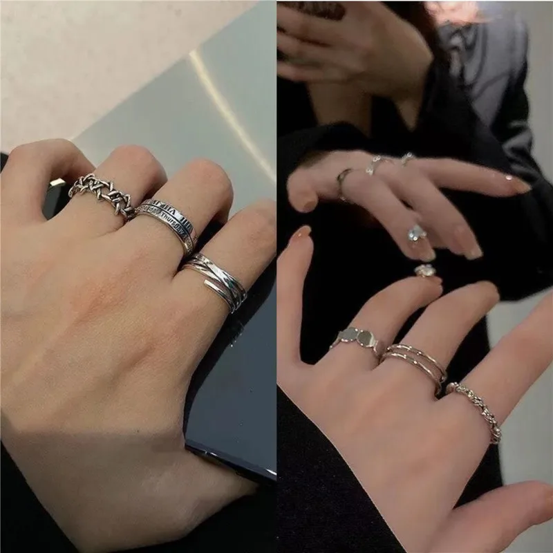 

Korean Butterfly Metal Punk Rings Set for Girls Trendy Accessories Buckle Female Index Finger Rings Women Party Jewelry Gifts