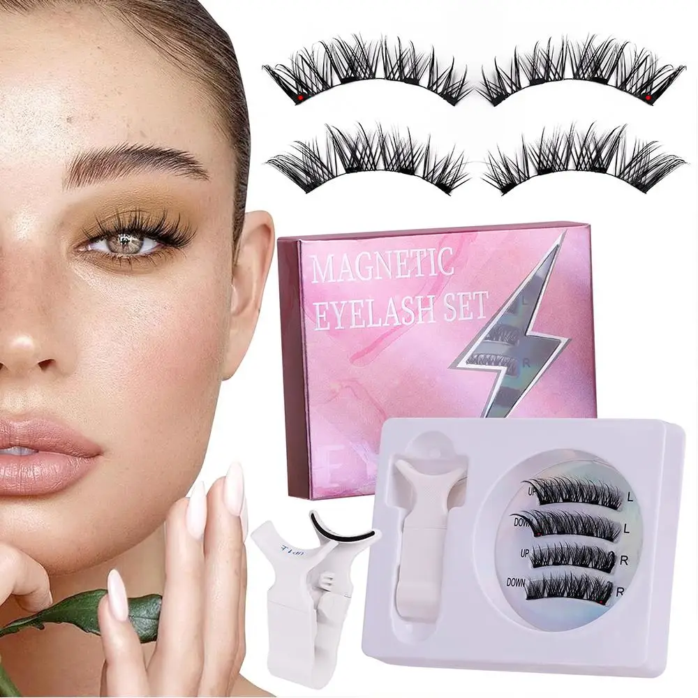 1 Pair Magnetic Eyelashes Natural Short 3D Mink Lashes Reusable False Eyelash with Magnets Tweezer Makeup Tool maquillaje Cílios