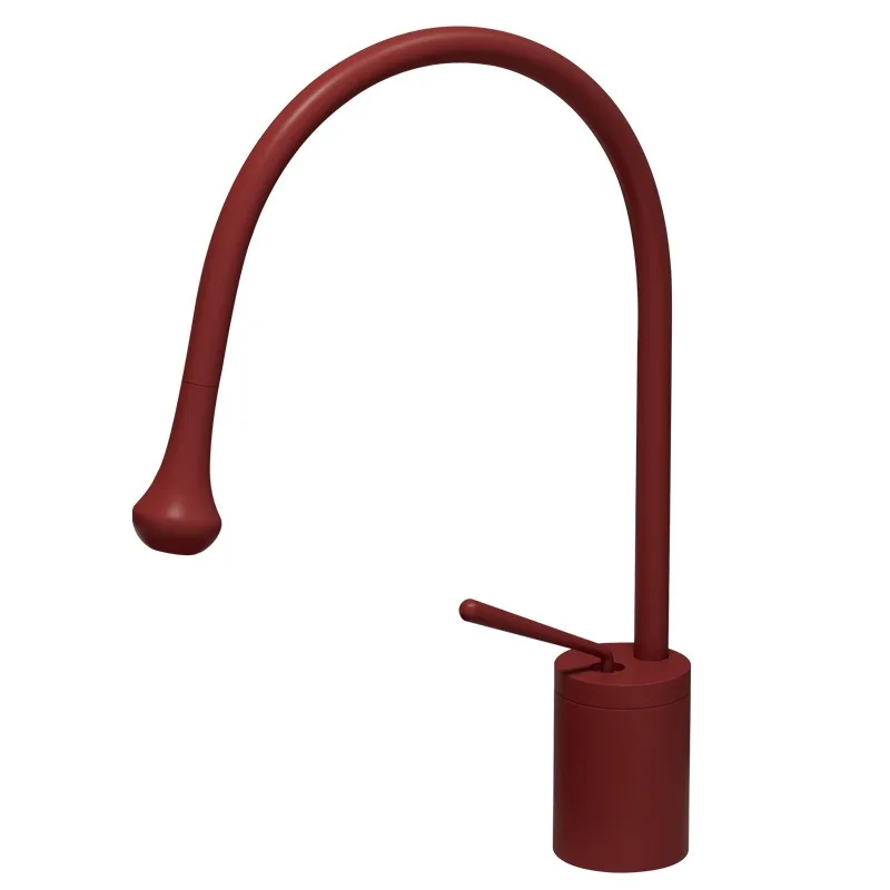All-copper red water drop washbasin faucet, on and off the stage, washbasin, hot and cold, mid-island faucet, rotate and raise