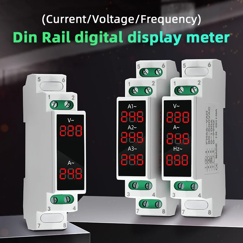 Compteur de tension triphasé à montage sur Rail Din, AC 80V-500V 0-100A, Mini voltmètre modulaire, indicateur, détecteur d'affichage numérique LED