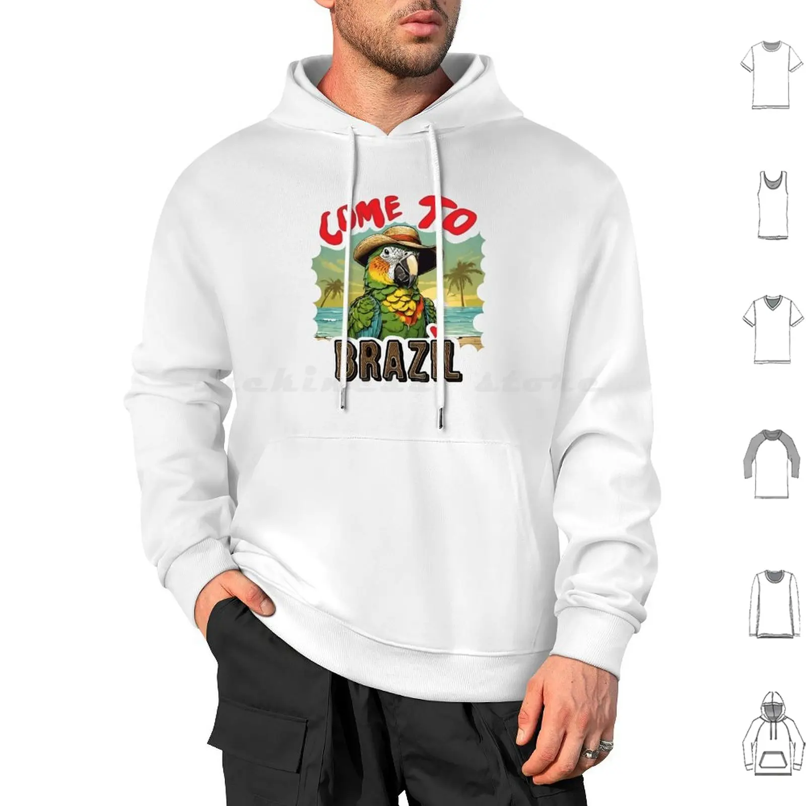 Come To Brazil Hoodies Long Sleeve Cute Cute Animal Cute Animals Parrot Brazil Beach Traveling