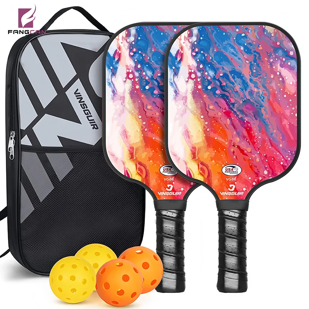FANGCAN Fiberglass Pickleball Paddle Set met 4 ballen voor binnen- en buitentraining, balans, kracht en controle