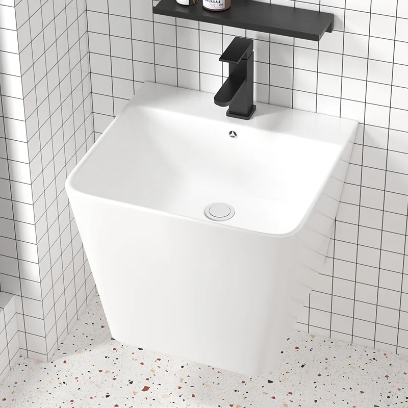 Wall-mounted wash basin Small apartment bathroom Ceramic integrated wash basin