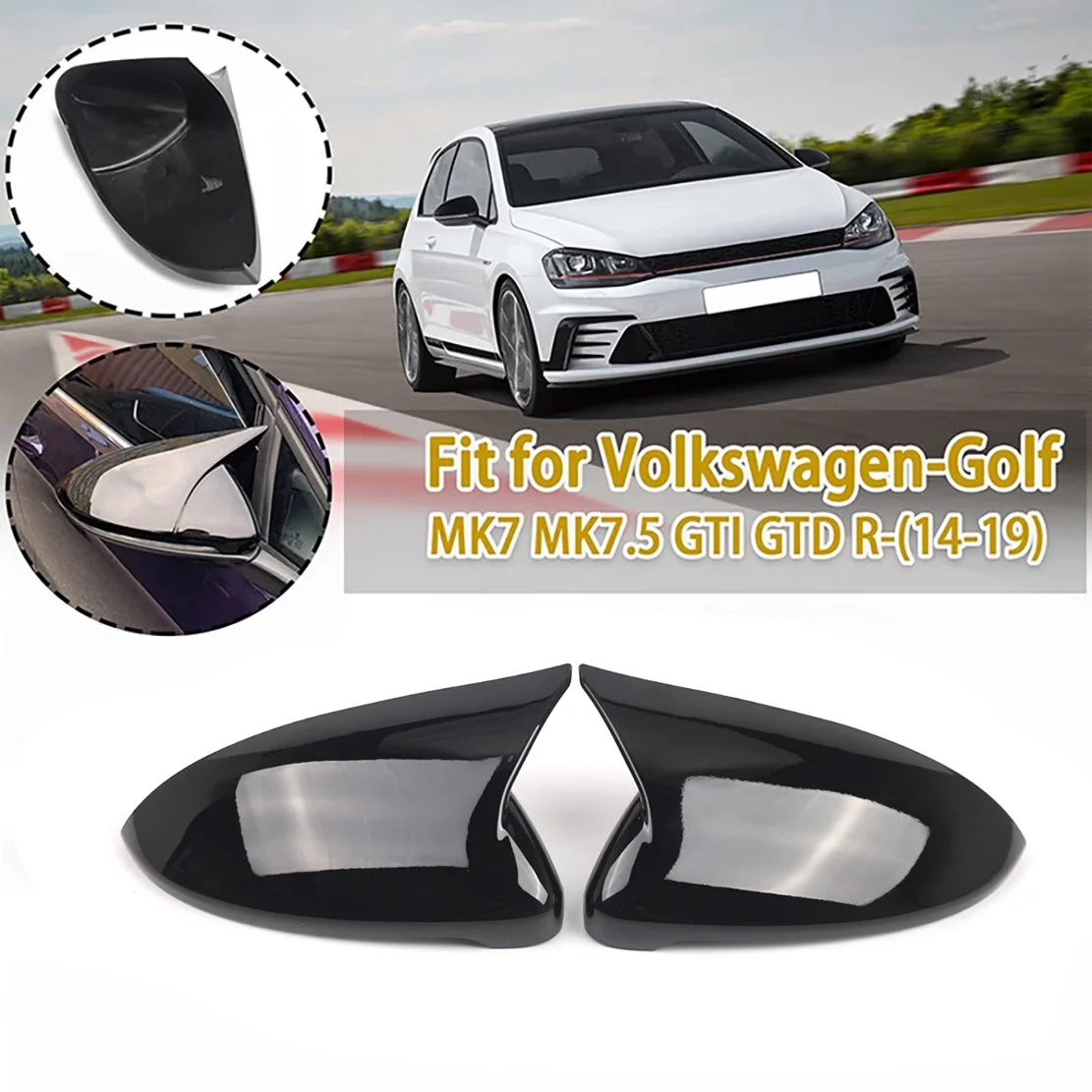 

Сменные боковые зеркала заднего вида автомобиля, колпачки сигнала для VW Golf 7 MK7 7.5 GTI для Touran 2013-2020, яркий черный зеркальный чехол