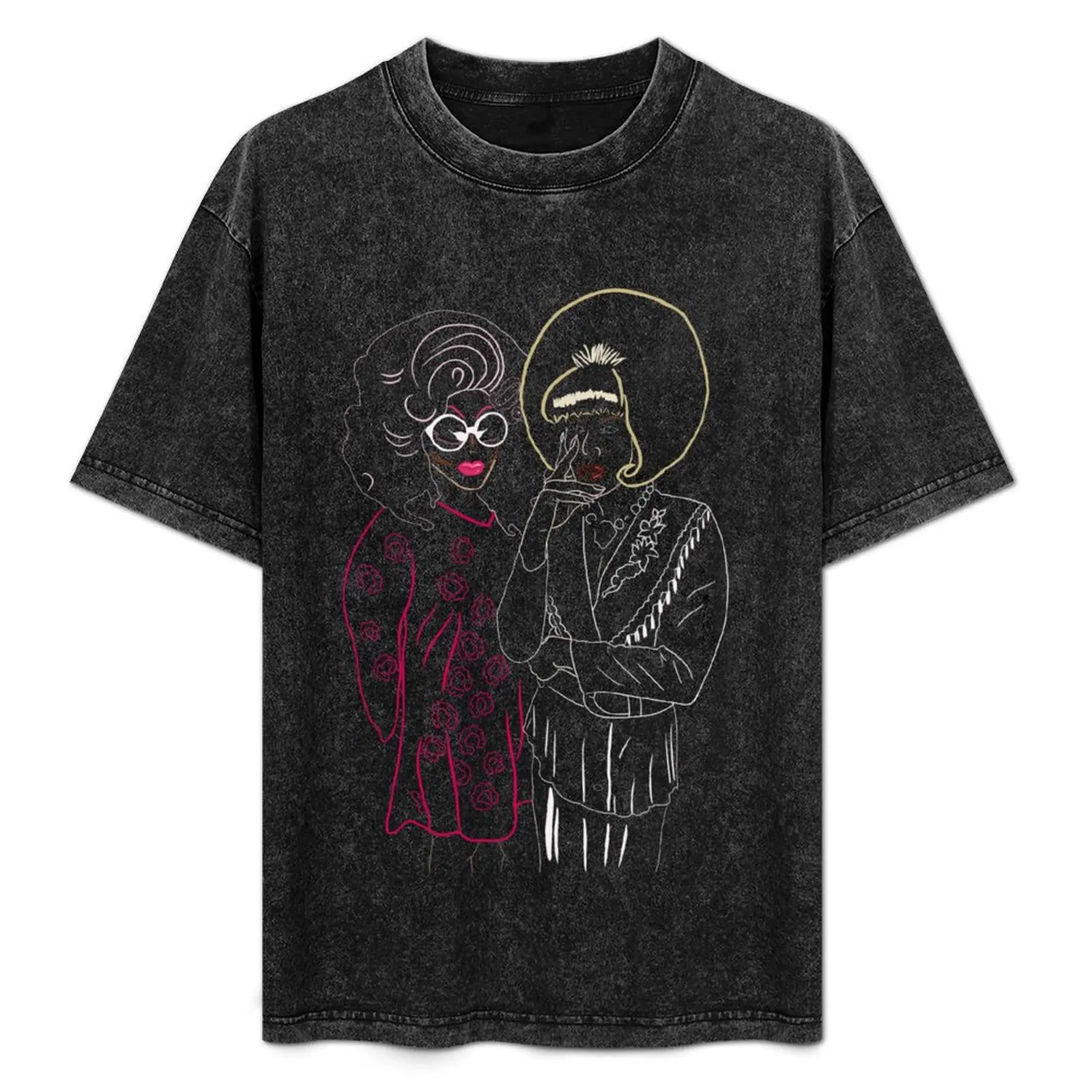 

Katya Zamolodchikova and Trixie Mattel Line Art T-Shirt Simple Casual Short Sleeve Tee