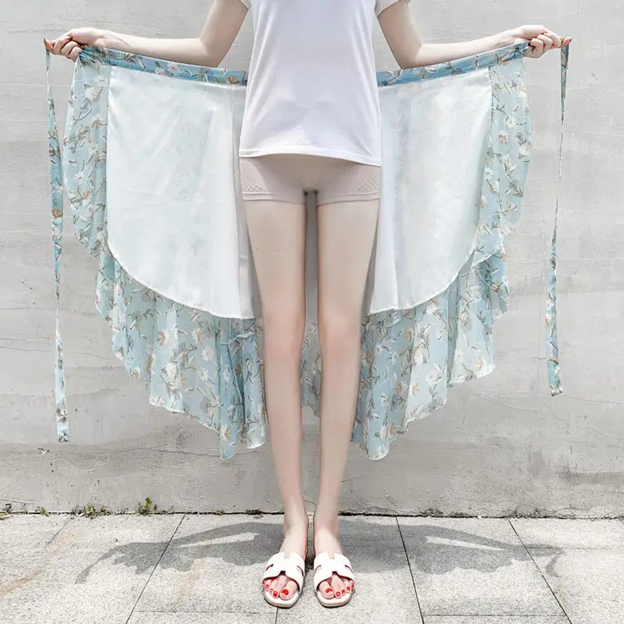 

Vaion Beach Tour f-length Skirt Women's One-piece Wrap Fairy Floral Long Skirt Polyester Fiber Print Hemline Skirt