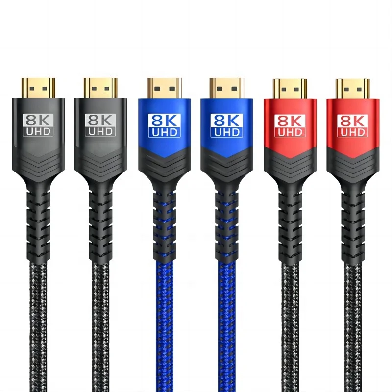 Custom Made 8K 2.1V 48Gbps HDMI To HDMI TV 8K 60Hz 4K 120Hz Resolution HDMI Cables red color