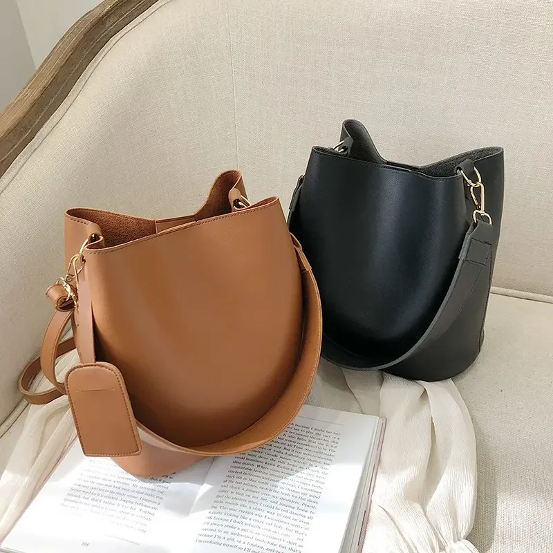 Fashion Designer Pu Leather Women\'s Handbags Good Casual Ladies Tote Female Black Bucket Women Shoulder Crossbody Bag