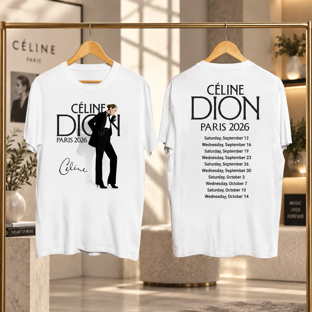Celine Dion Paris 2026 Fan Tour Gift T-shirt Men Women 2026 Summer New Fashion Men's T-shirt Pop Music Streetwear Hip Hop Tees