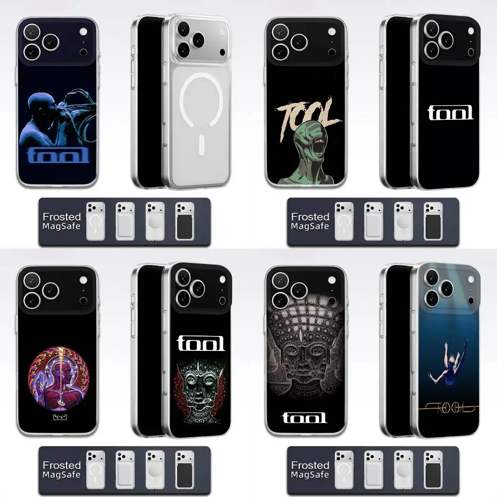 

Music T-Tool Band Rock Phone Case For iPhone 17,16,15,14,13,12,11,Pro,Max,Plus,E,Air,Mini Magsafe Transparent