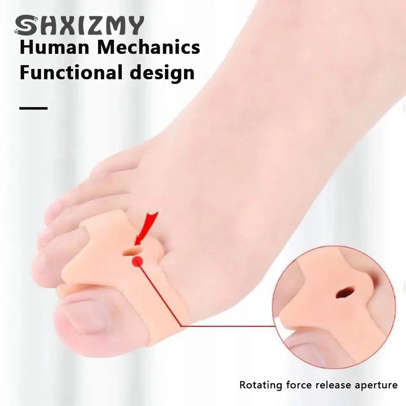 2PCS Silicone Gel Double Ring Thumb Corrector Bunion Foot Toe Hallux Valgus Protector Separator Finger Straightener Adjuster