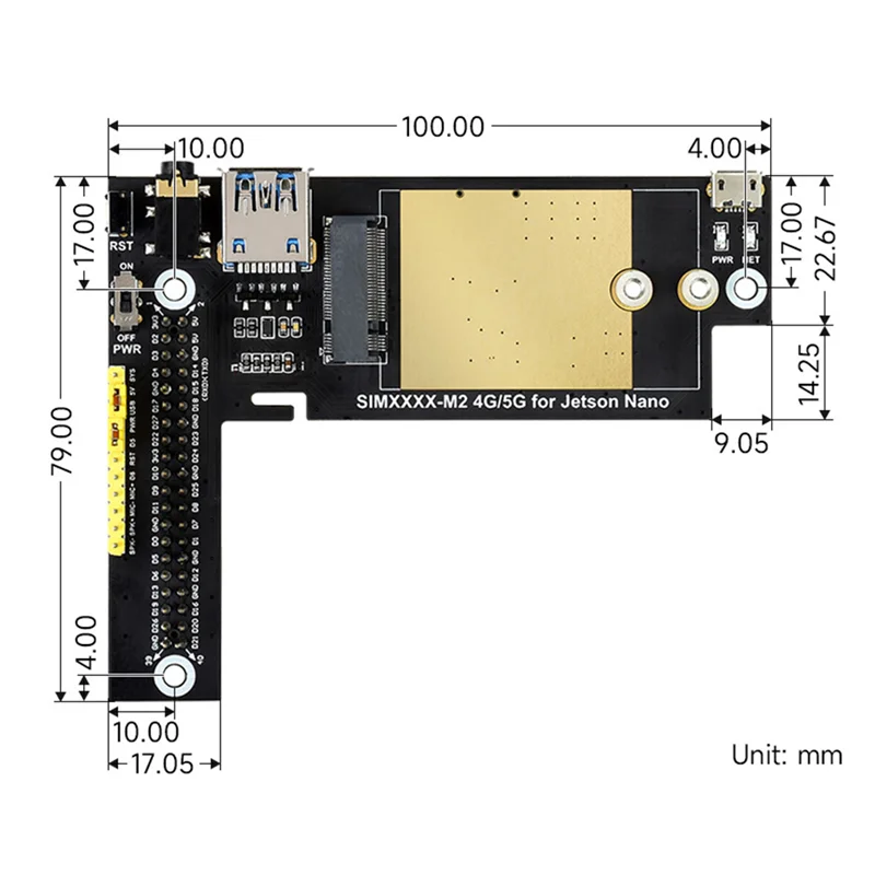 وحدة SIM8202G M2 5G لـ Jetson Nano 5G/4G/3G لوح تمديد للمناطق مع تغطية إشارة 5G Sub-6G قابس أمريكي سهل الاستخدام