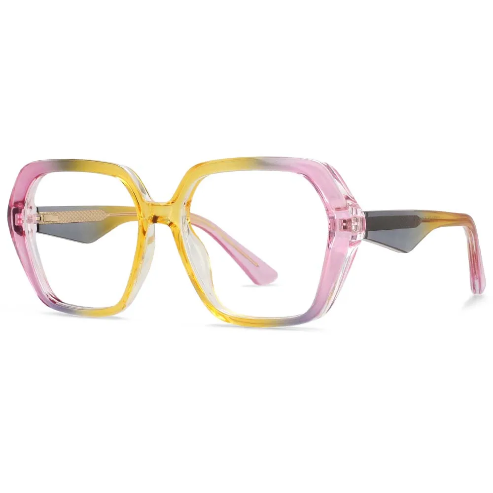 55340 Trend Regenbogen Brillen blaues Licht blockiert optischen Rahmen Damenmode Leopard Brille