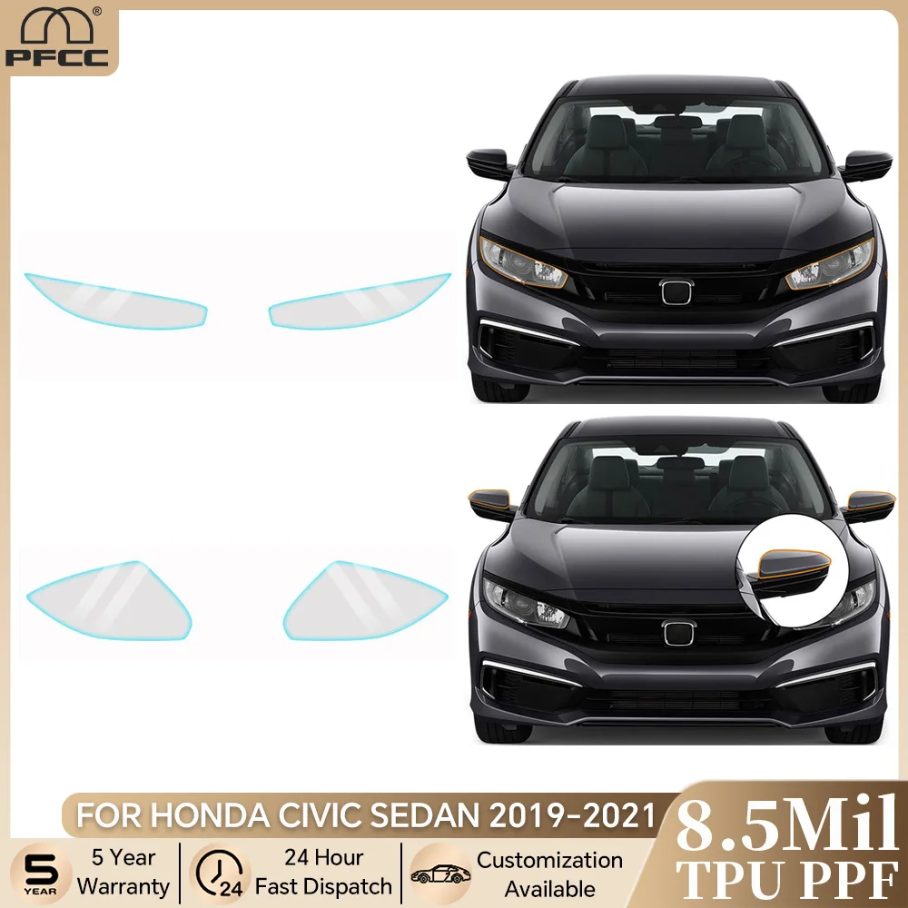 

For Honda Civic Sedan EX LX Touring Sport 2019-2021 Car Headlight Rearview TPU Paint Protection Film PPF Clear Bra Anti-scratch