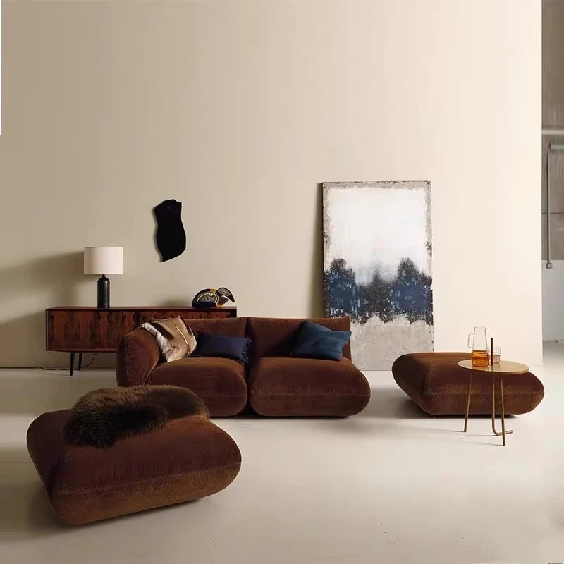 Sofa Nordic middle-aged style upholstered sofa simple ins small apartment Italian minimalist complete set homestay module