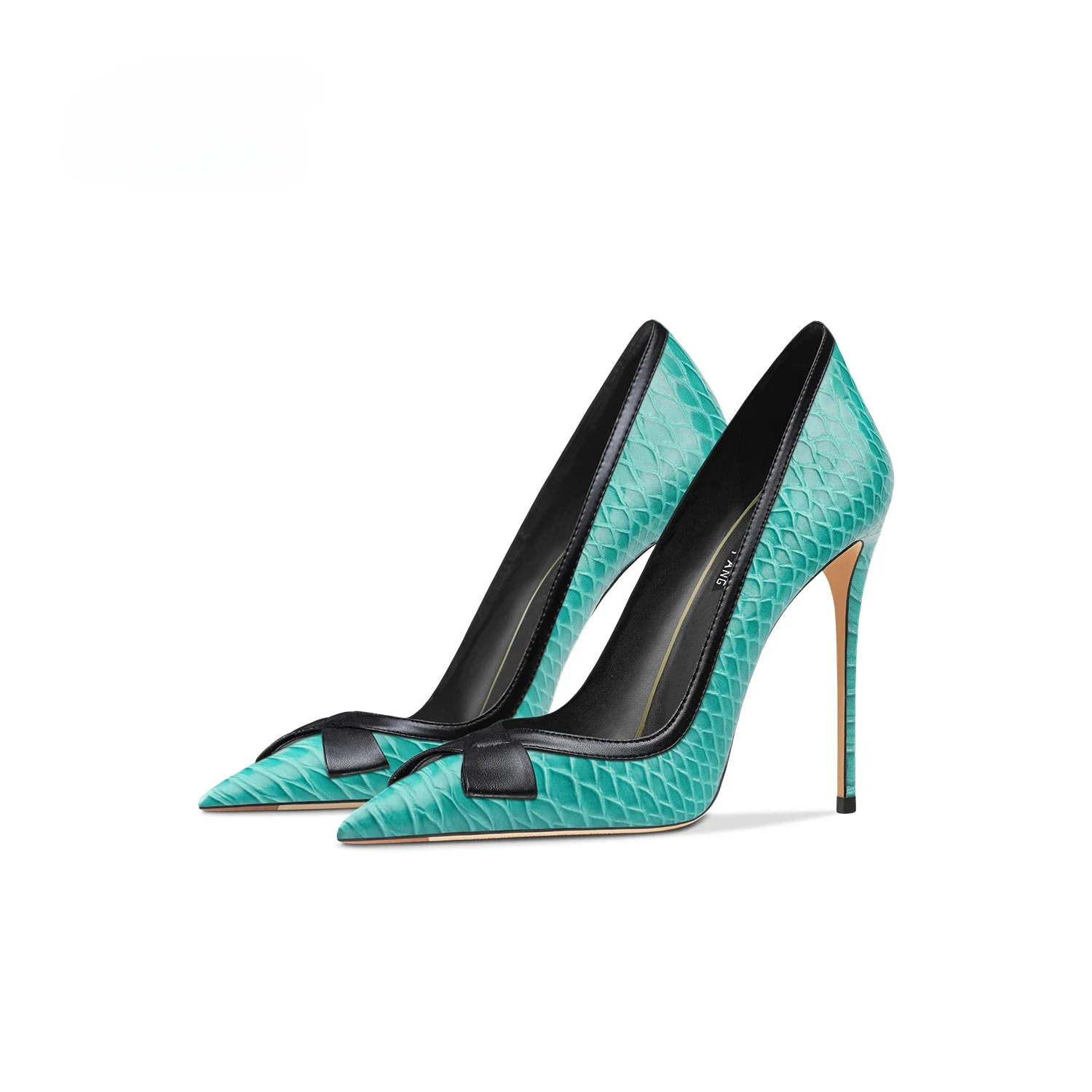 

Spring and Autumn New Women's High Heels Snakeskin Blue Bow Trend Women's Shoes