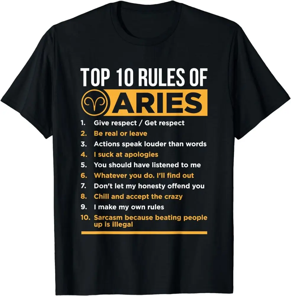 Aries Traits Facts Horoscope Zodiac Astrological Sign T-Shirt For Men Clothing Women Short Sleeve Tees  High Quality 100%Cotton