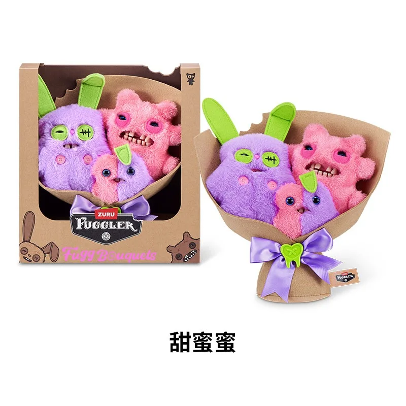 Fuggler Official Genuine Cute Teeth Monster Bouquet Series Ugly Cute Funny Trendy Play Doll Set Valentine's Day Gift 3-piece Set