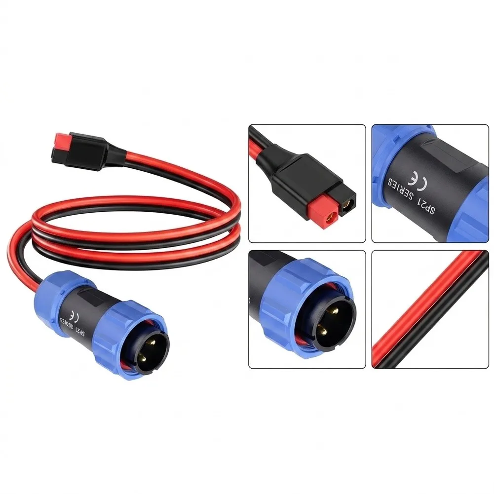 12V 30A Photovoltaic Cable Featuring Aviation Male Connector 12AWG Tinned Copper 1m Length Compatible with AC200MAX EP500 Pro