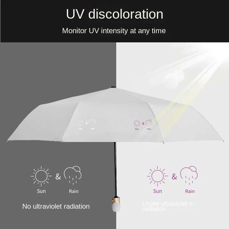 High Quality Automatic Umbrella Rain Women Three-folding Umbrella Windproof Pure Color Umbrella Female Waterproof parasol