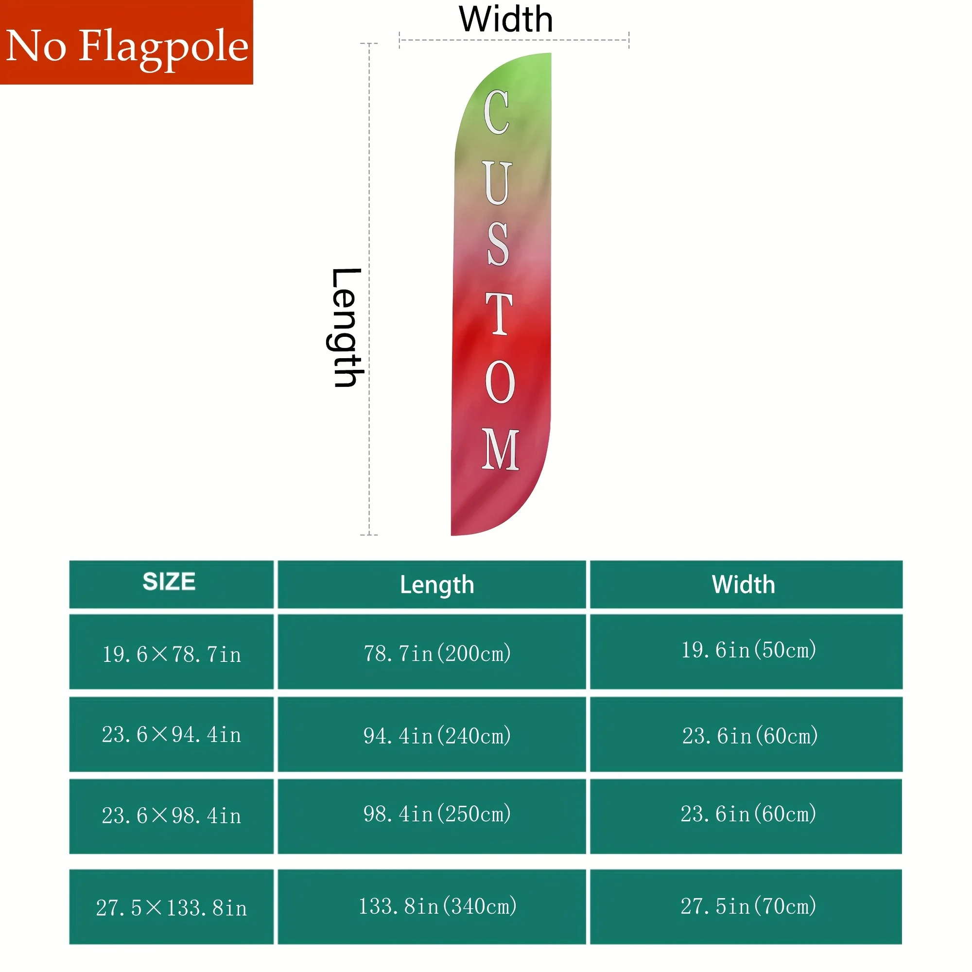 1pc Customized Single Sided Double-headed Knife Shaped Feather Flag, Add Your Image Photo Logo Text, Store Outdoor Event Decor