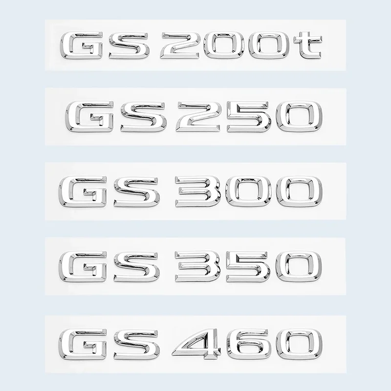 3D Chrome Glossy Black ABS Letters GS200t GS250 GS300 GS400 GS460 GS450h HYBRID Emblem For Lexus Car Trunk Logo Badge Sticker