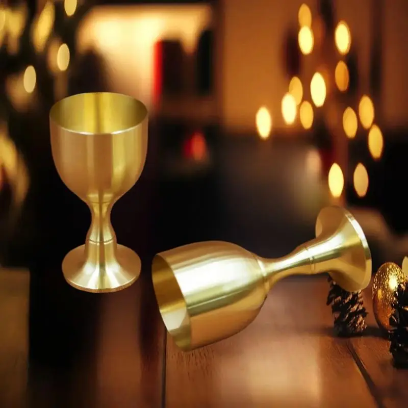 1PC Brass Wine Glass Restaurant Goblet Tabletop Red Wine And White Wine Trumpet Copper Crafts Copper Decoration Mini Shot Glass