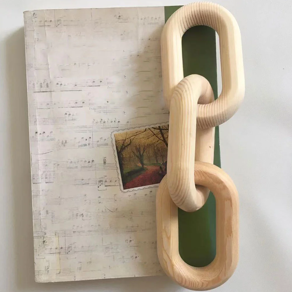 

Wooden Decoration Chain Wall Desktop Ornaments Background 3-ring Buckle (255*7*2cm) Link Fireplace Coffee Table Knot