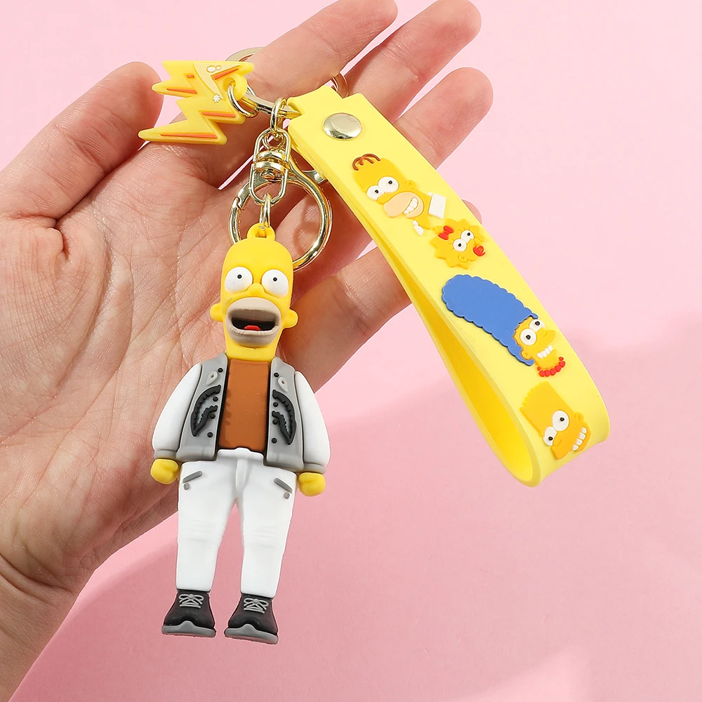 The Simpsons Keychain Cartoon Anime Figure Key Ring Phone Hanging Pendant Kawaii Holder Car Key Chain Birthday Christmas Gift