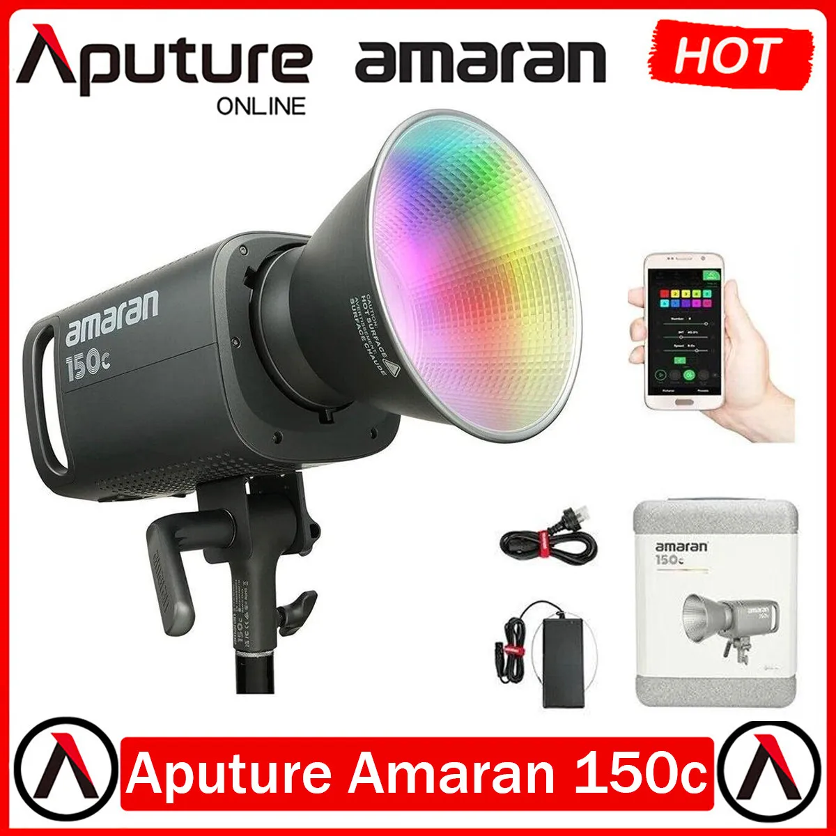 Aputure Amaran 150C RGBWW LED Video Light, 150W 2500K-7500K Bowens Mount COB Continuous Output Light with Sidus Link App Control