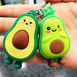 Cute Fruit Avocado Keychain Fruit Shape Keyring Fashion Llavero Rubber Trinket Car Key Rings Pendant Women Girls Kids Wholesale