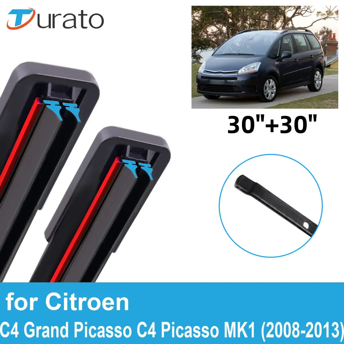 2PCS Car Wiper Blades for 2008-2013 Citroen C4 Grand Picasso C4 Picasso MK1 Front Double Rubber Car Accessories 2011 2012 2013