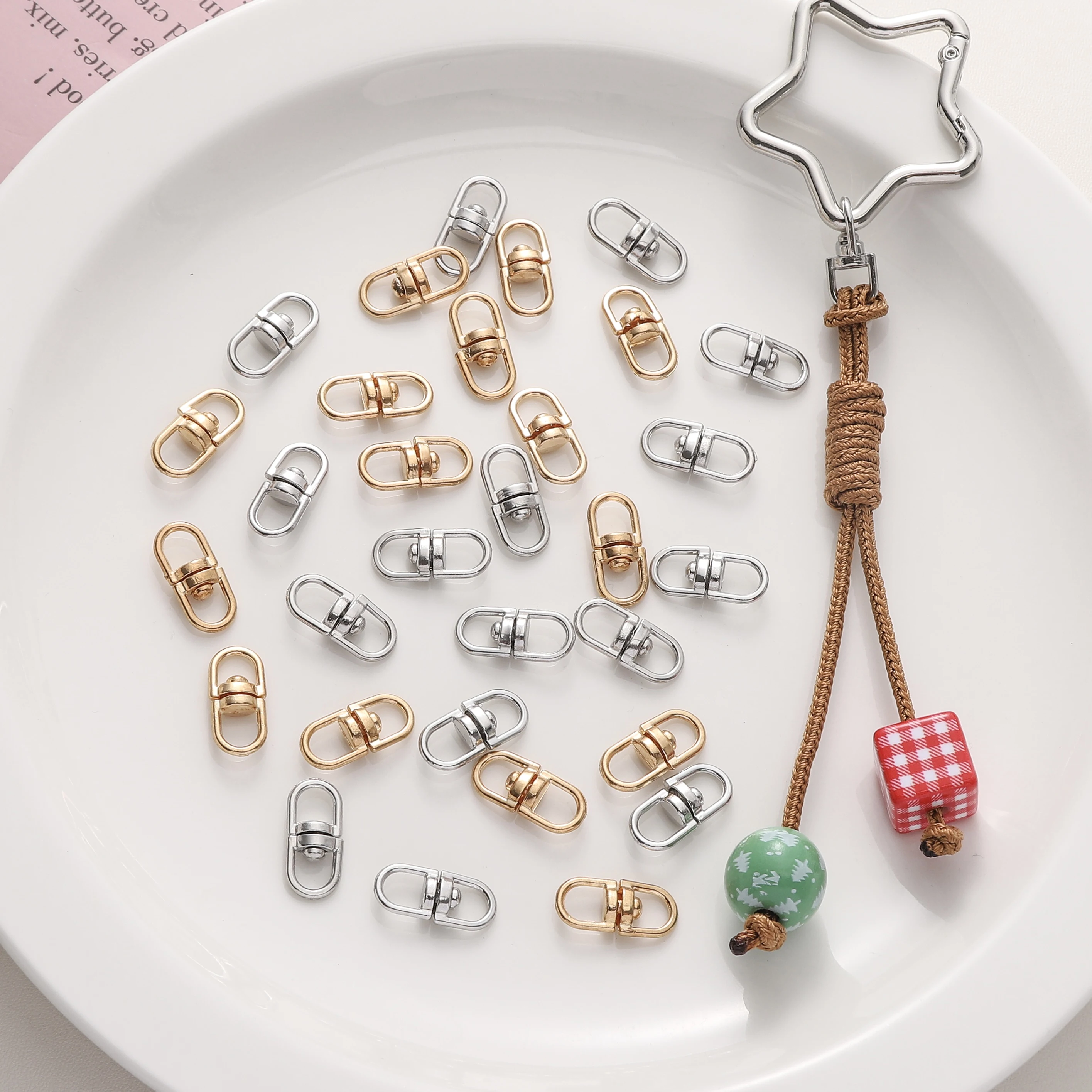 10/20 قطعة 8x19 مللي متر KC الذهب/الروديوم اللون سبائك 360 درجة تدوير المشابك للمجوهرات DIY بها بنفسك صنع حقيبة سلسلة مفاتيح قلادة النتائج #2