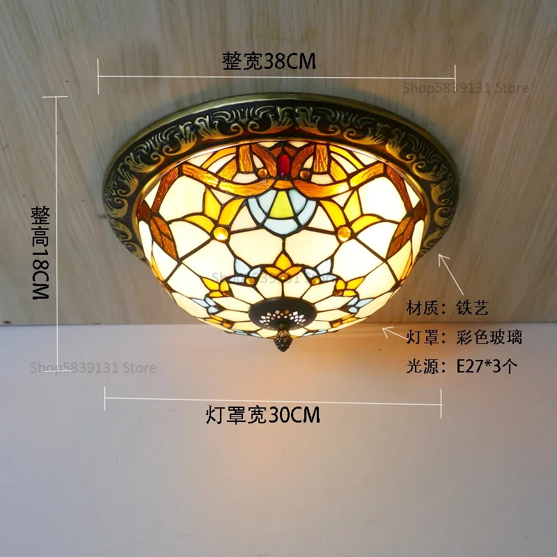 Turkse retro plafondlampen Tiffany lampen Vintage cirkelvormige gekleurde glazen plafond hanglamp woonkamer slaapkamer Art Deco lamp