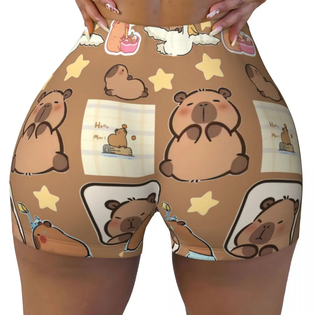 Custom Capybara Workout Shorts Women Gym Running Biker Yoga Shorts