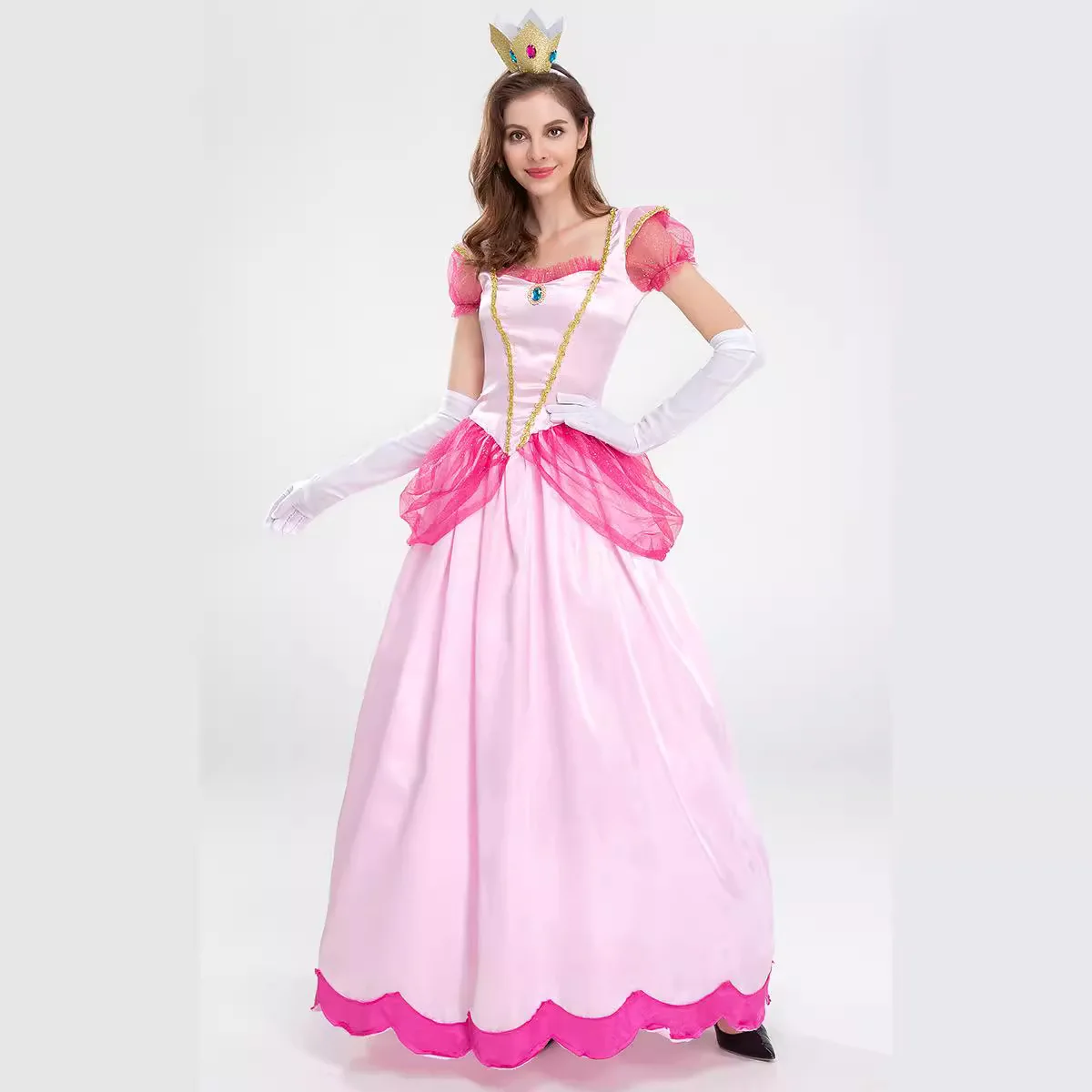 New Princess Dress Palace Party Queen Skirt Pink Peach Blossom Clothes Anime Halloween Costumes for Women