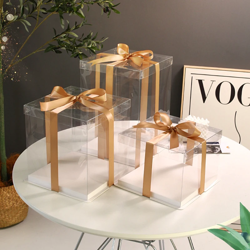 صندوق هدايا شفاف صندوق كعك بلاستيكي شفاف حاويات تخزين الحلوى الحلوى هدية الديكور حفل زفاف عيد ميلاد العرض